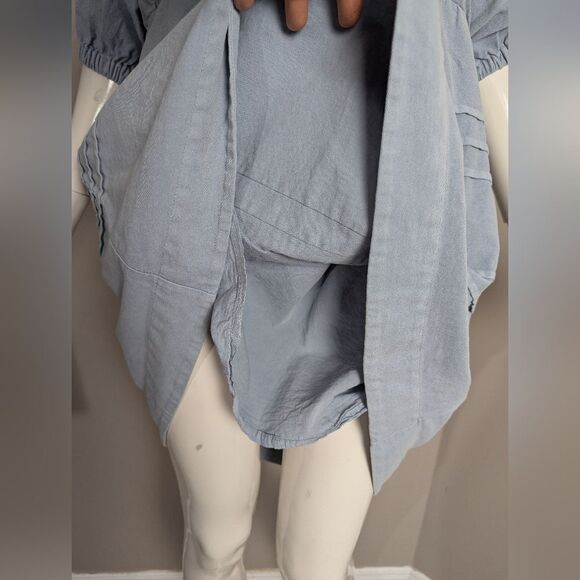 7 for all mankind blue balloon baby doll open back mini dress Large - Picture 3 of 10